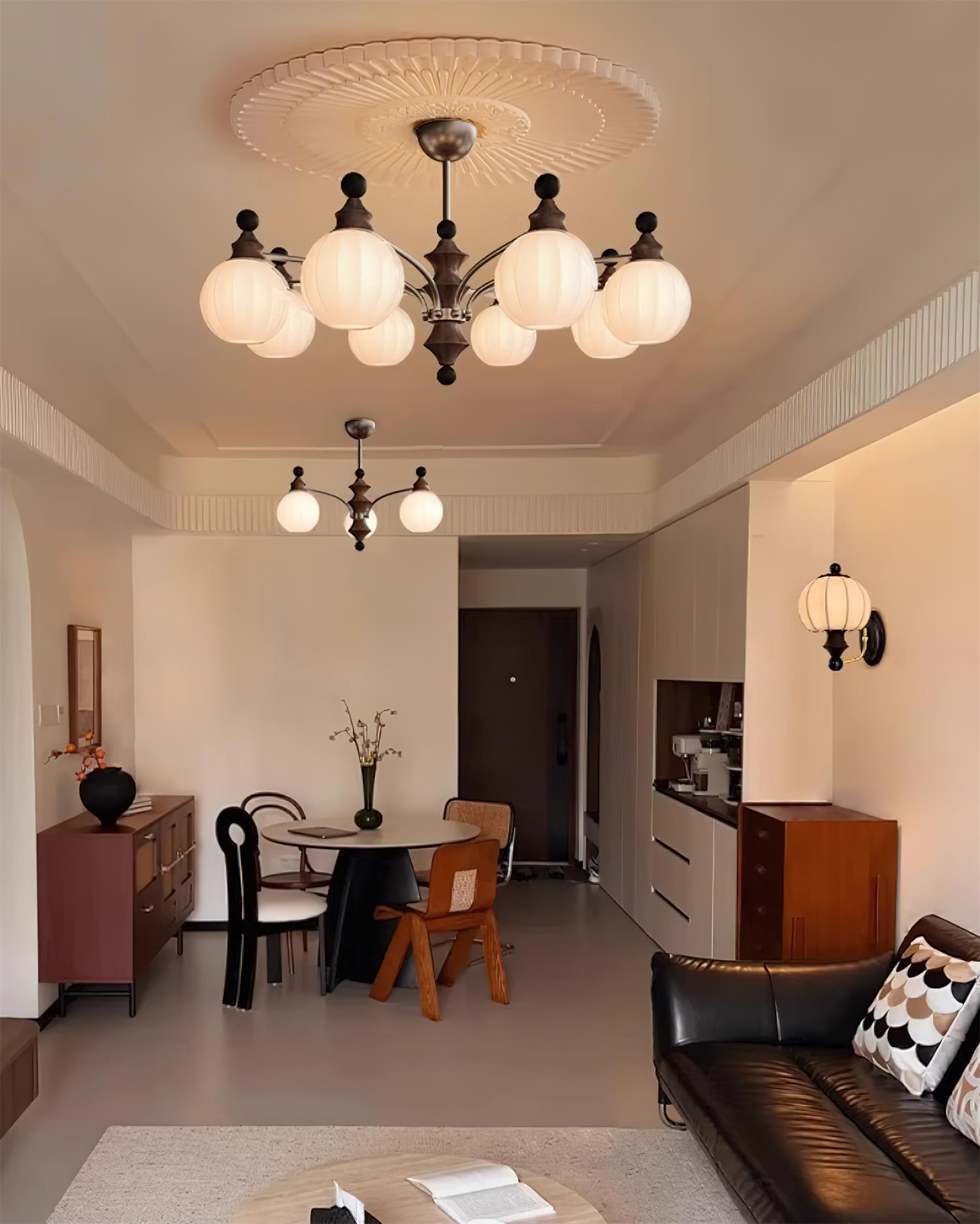 Mirena Chandelier Glass Orb Bronze