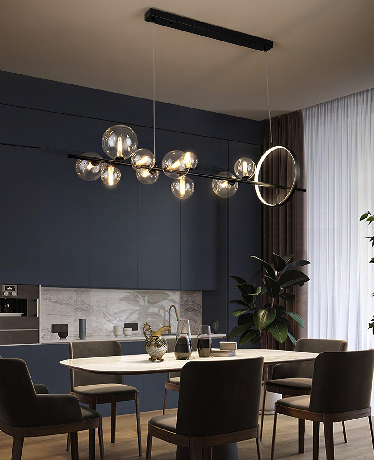 Lustra Chandelier Glass Bubble Nordic Black LED