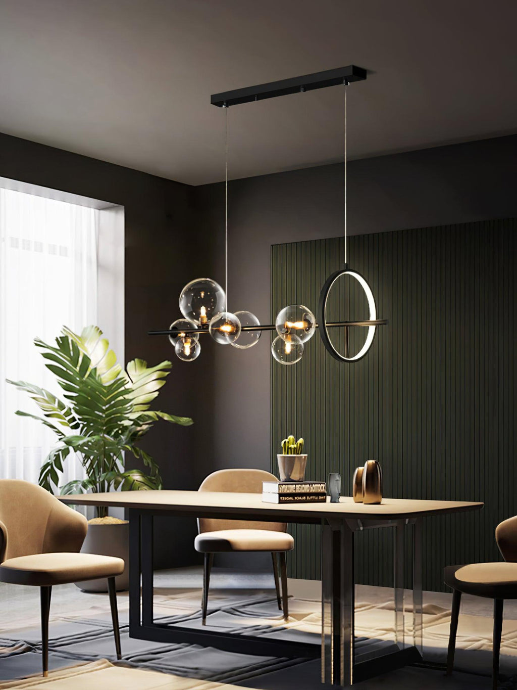 Lustra Chandelier Glass Bubble Nordic Black LED