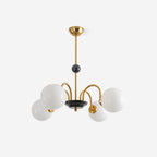 Chandelier Curved Arms Globe Shades Modern Retro Style Dining