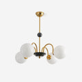 Chandelier Curved Arms Globe Shades Modern Retro Style Dining