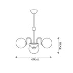 Chandelier Curved Arms Globe Shades Modern Retro Style Dining