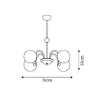 Chandelier Curved Arms Globe Shades Modern Retro Style Dining