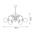 Chandelier Curved Arms Globe Shades Modern Retro Style Dining