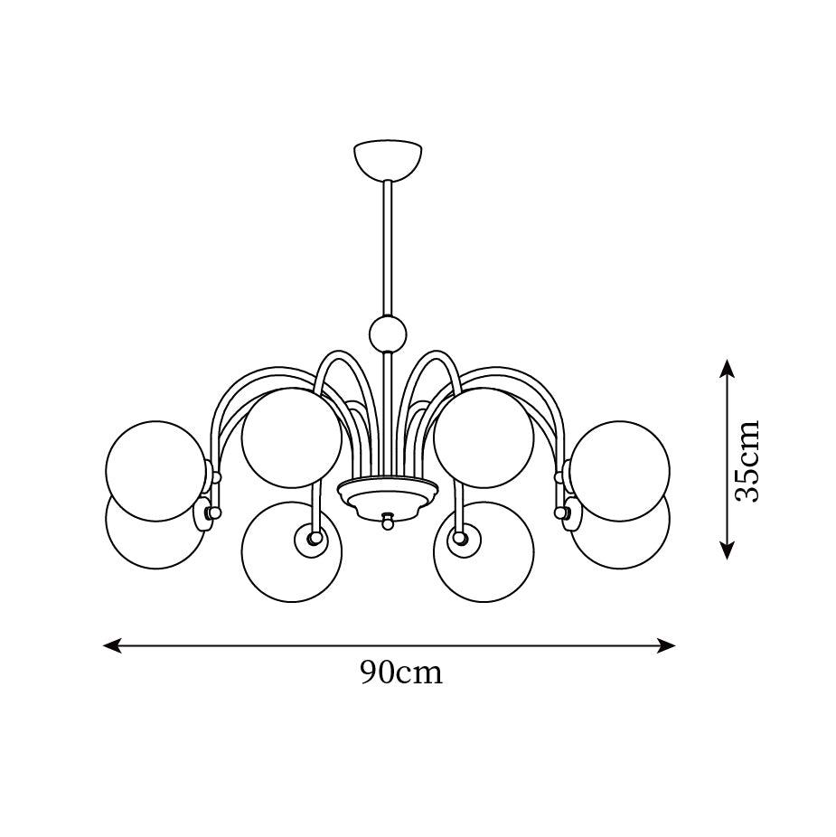 Chandelier Curved Arms Globe Shades Modern Retro Style Dining