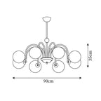 Chandelier Curved Arms Globe Shades Modern Retro Style Dining