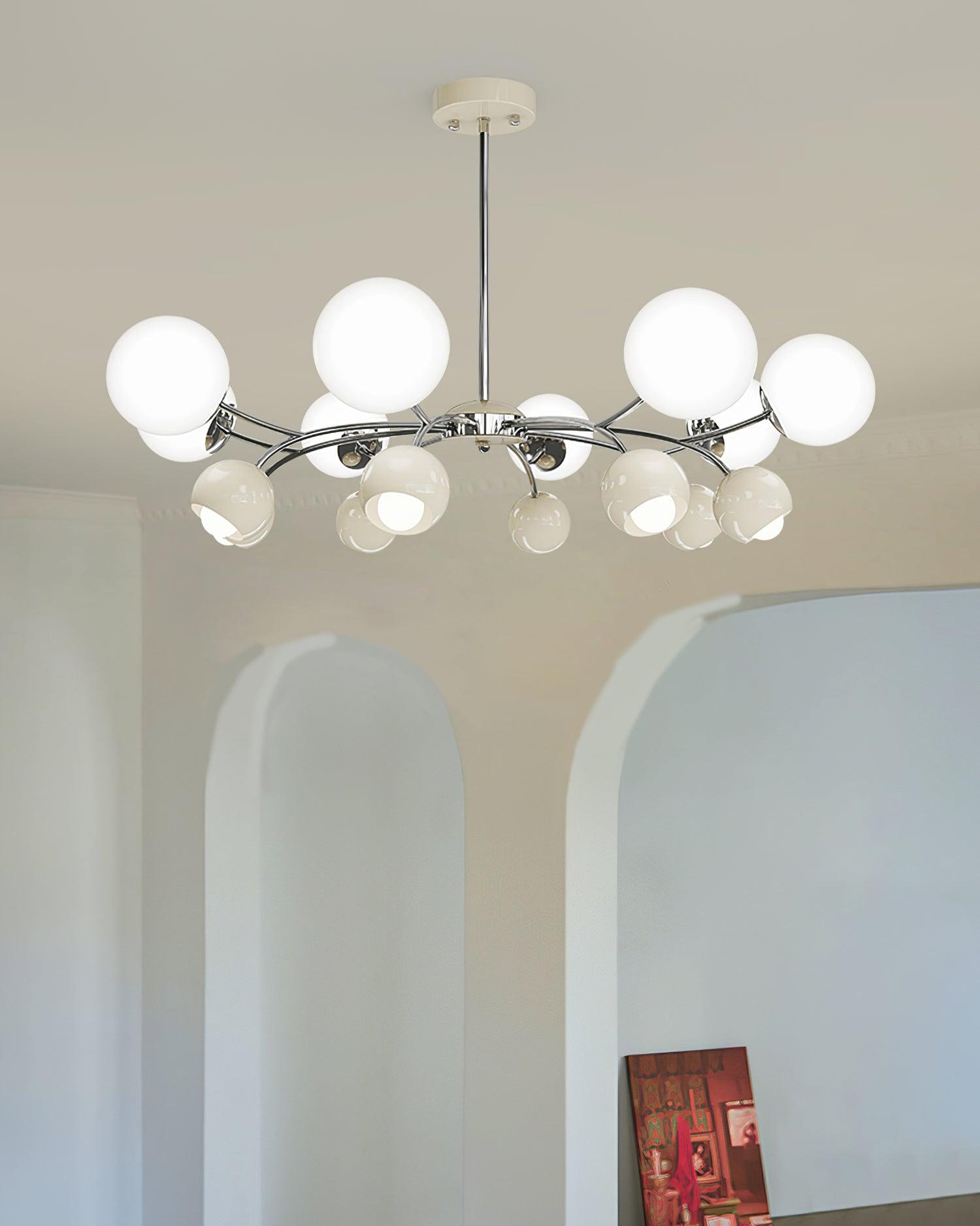 Chandelier Glass Dome Petal Shades Minimalist Ambient Glow