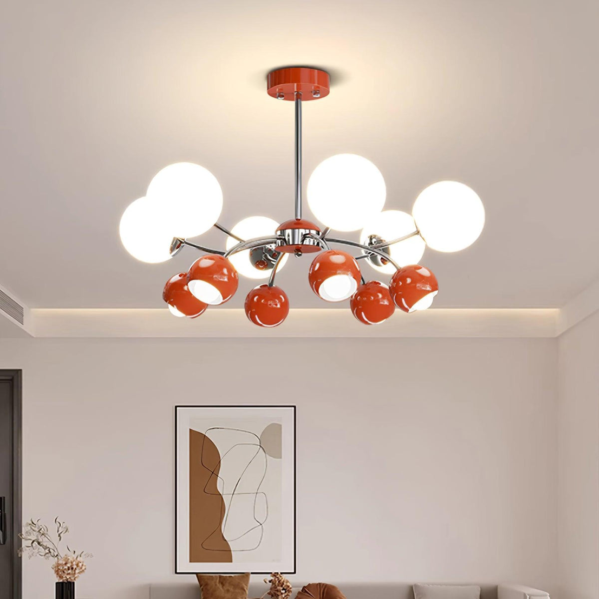 Chandelier Glass Dome Petal Shades Minimalist Ambient Glow