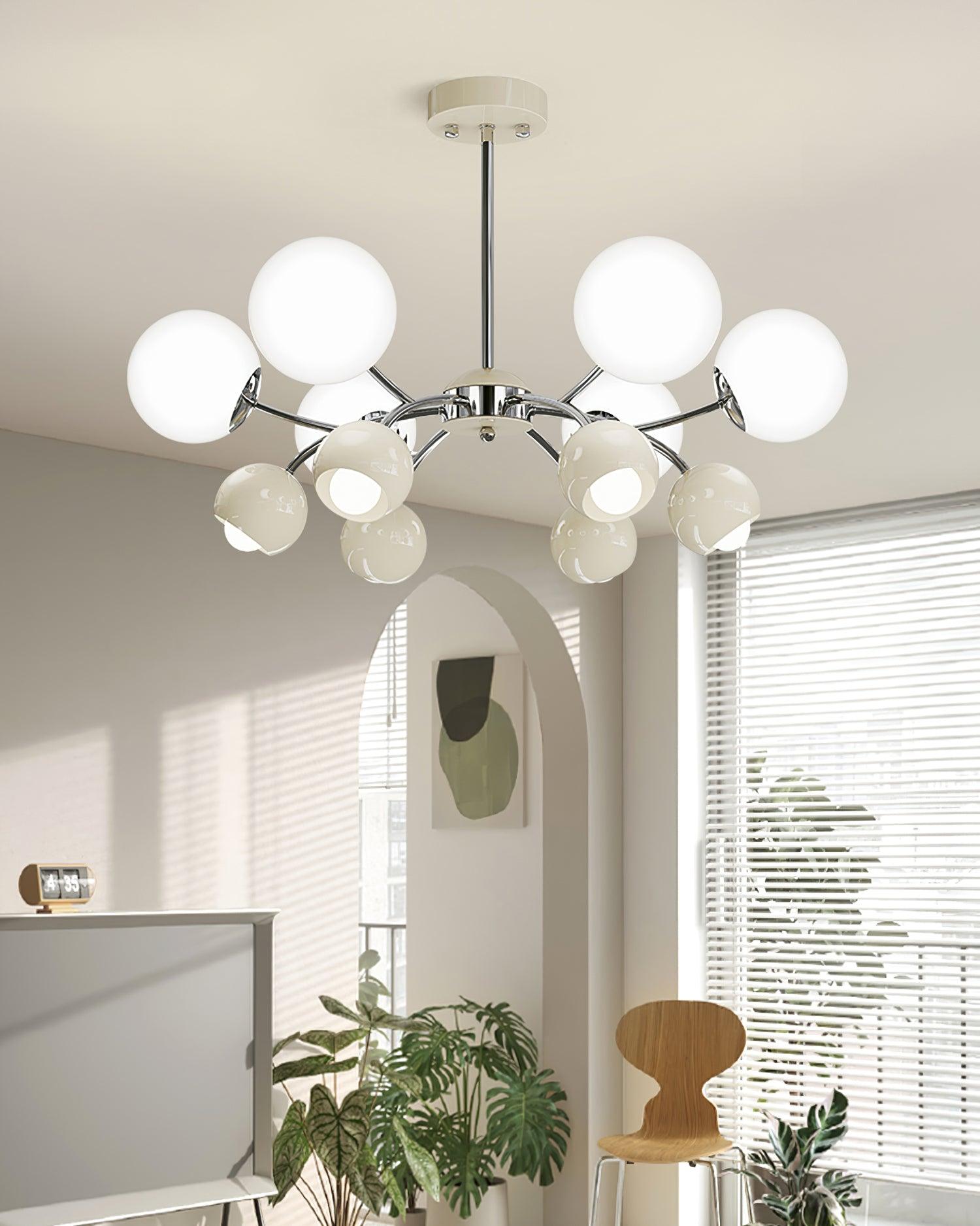 Chandelier Glass Dome Petal Shades Minimalist Ambient Glow