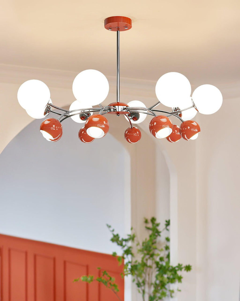 Chandelier Glass Dome Petal Shades Minimalist Ambient Glow