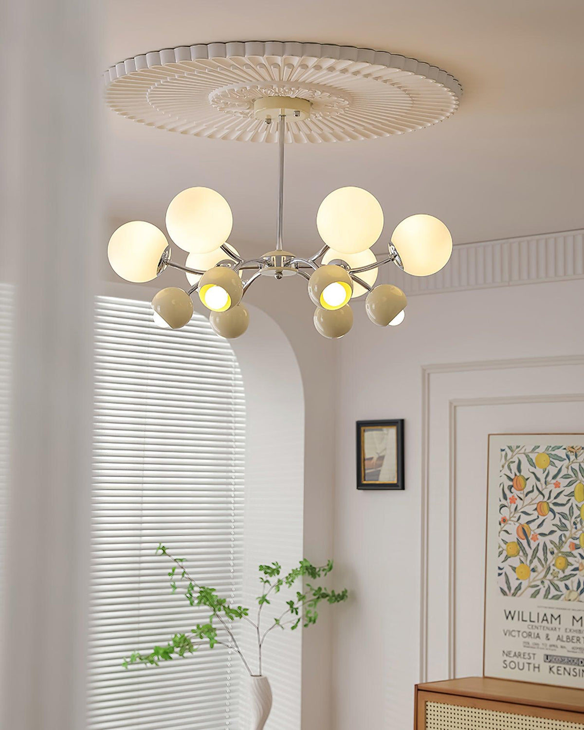 Chandelier Glass Dome Petal Shades Minimalist Ambient Glow