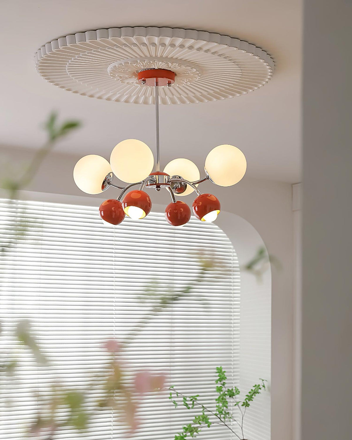 Chandelier Glass Dome Petal Shades Minimalist Ambient Glow