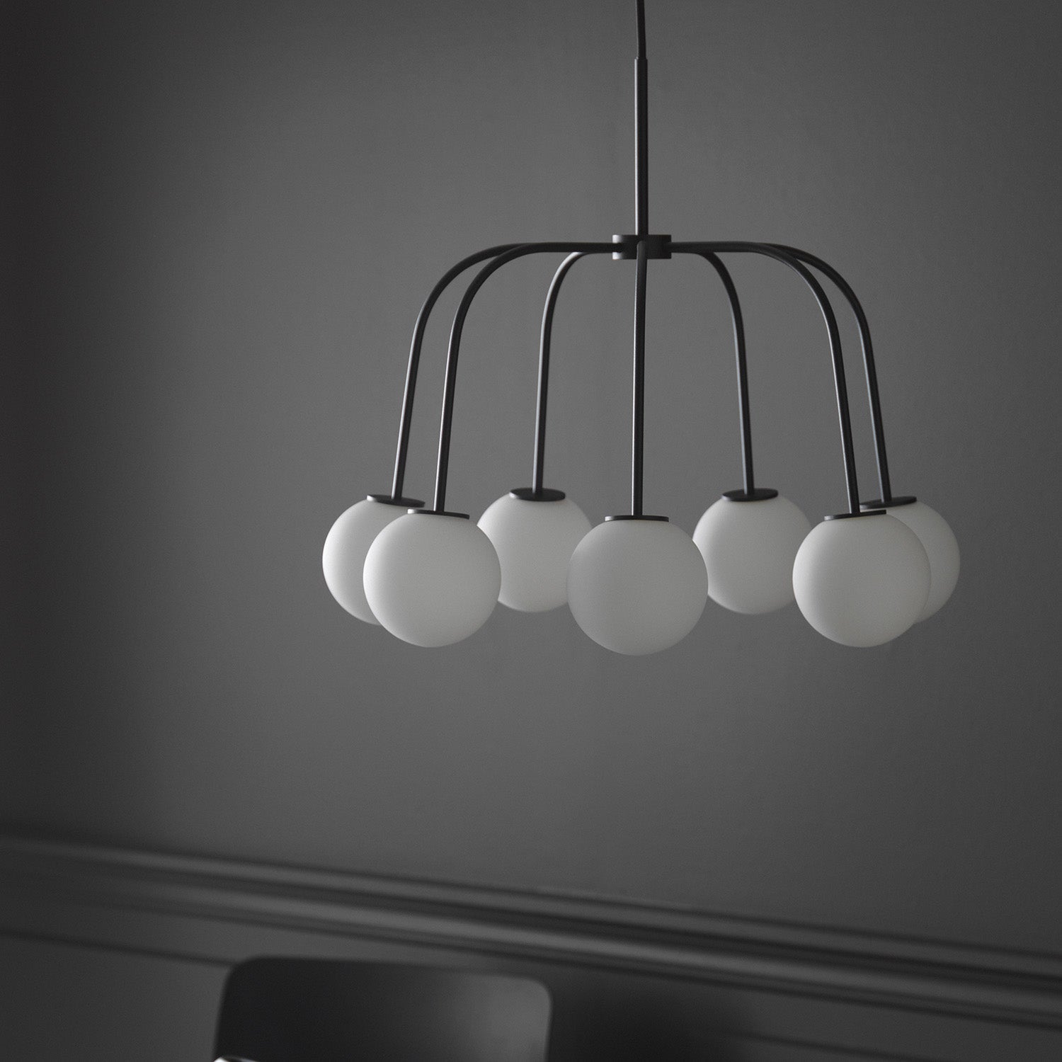 Elphaia Vintage Modern Octopus Black Glass Chandelier