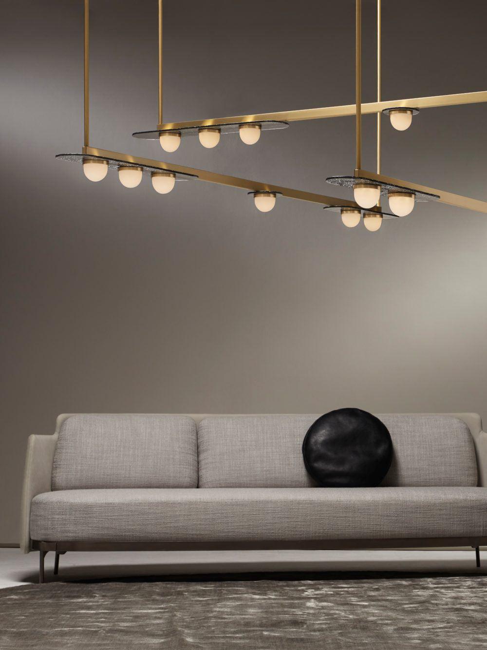 Lustra Chandelier LED Linear Gold Frame