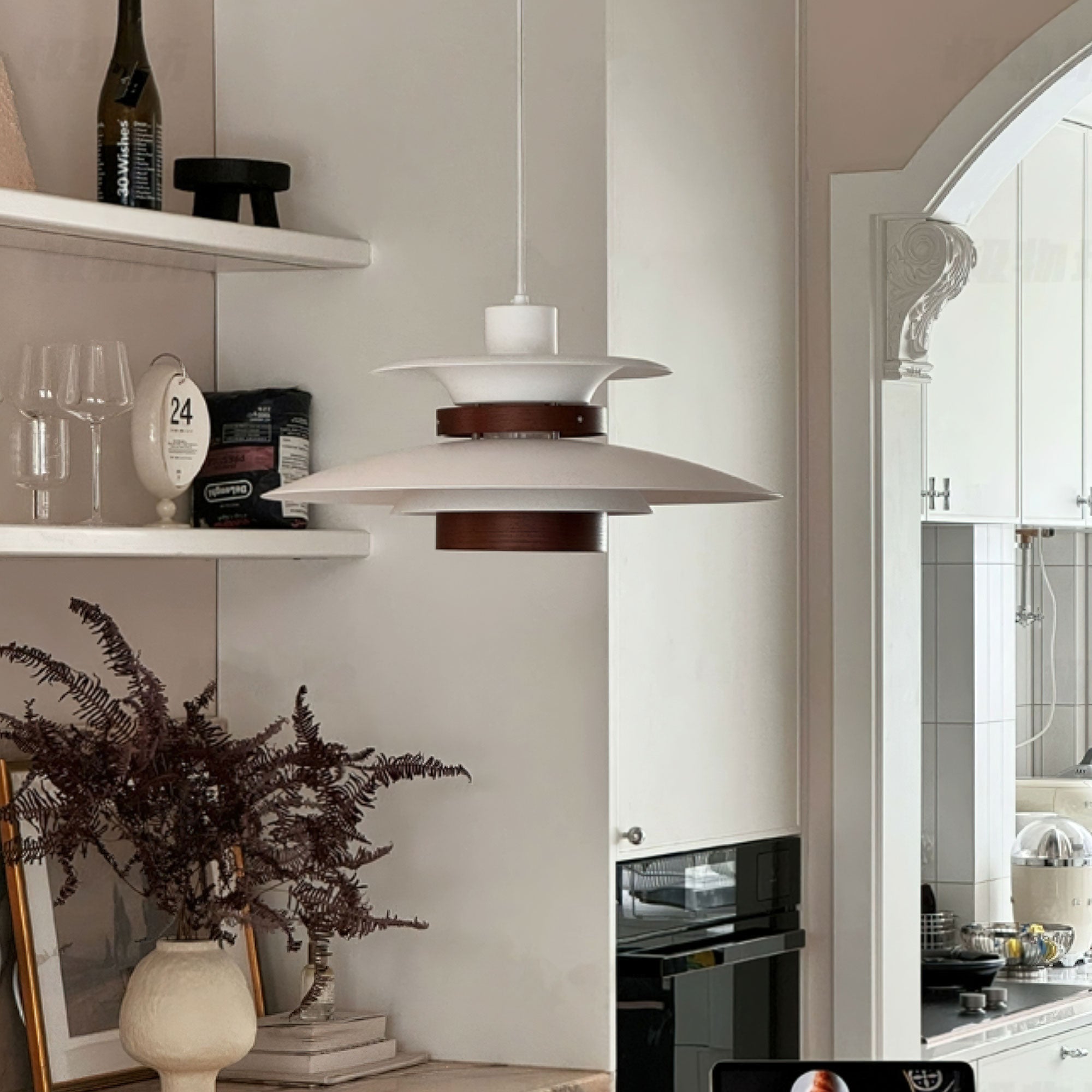 Solara Pendant Lamp Wood Layered Shade Nordic Dining