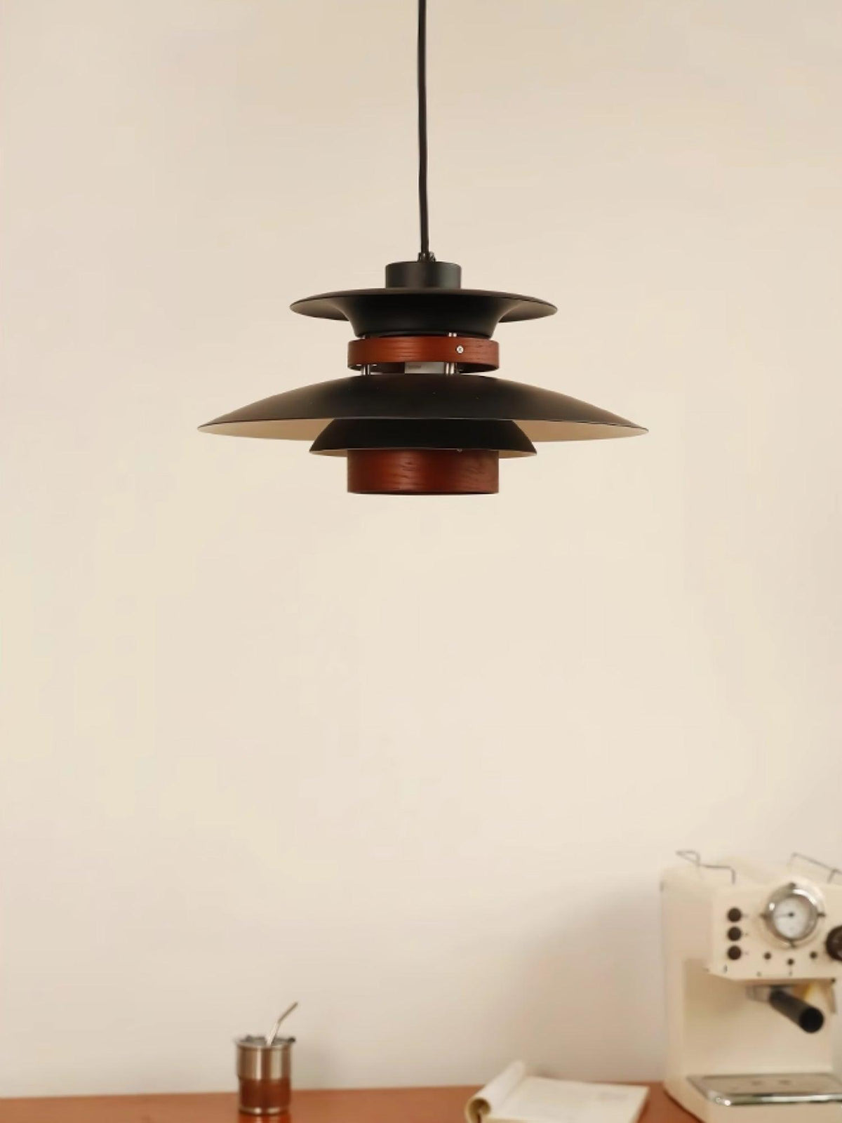 Solara Pendant Lamp Wood Layered Shade Nordic Dining