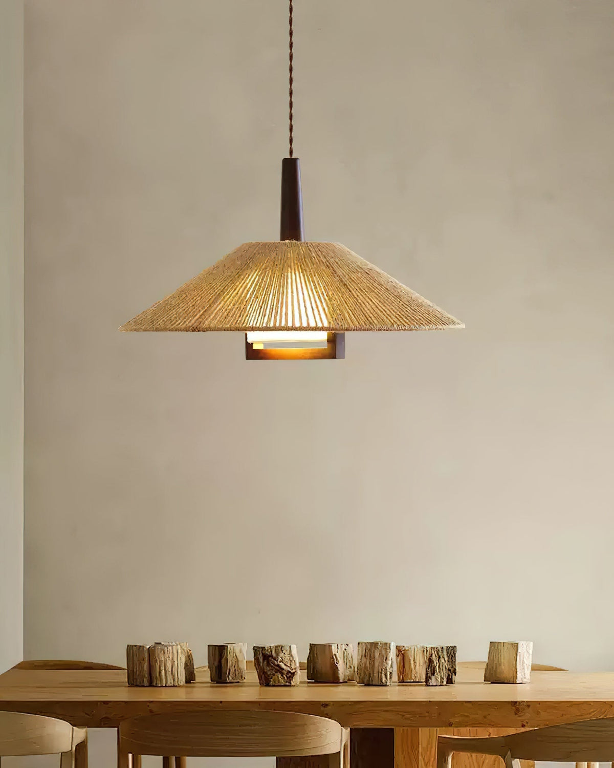 Fidoya Woven Rattan Cone Pendant Light