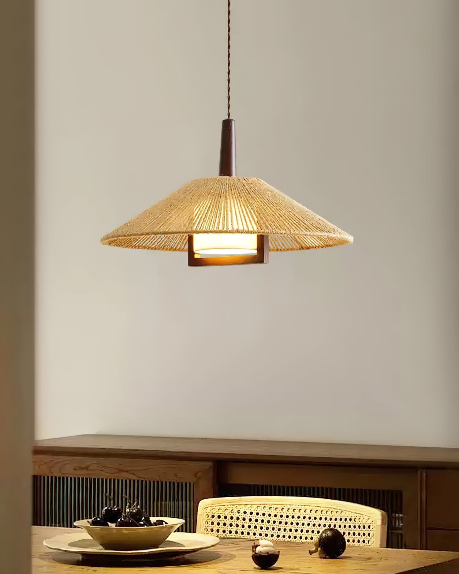 Fidoya Woven Rattan Cone Pendant Light