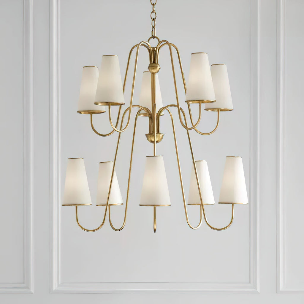 Elirora Elegance Vintage Brass Fabric Chandelier