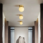 Otheyra  Globe Brass Alabaster  Ceiling Light