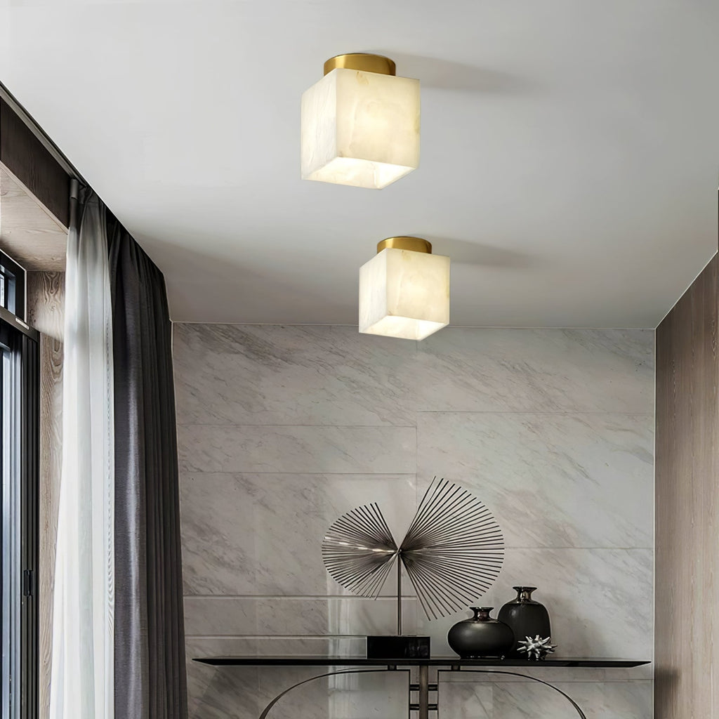 Otheyra  Globe Brass Alabaster  Ceiling Light