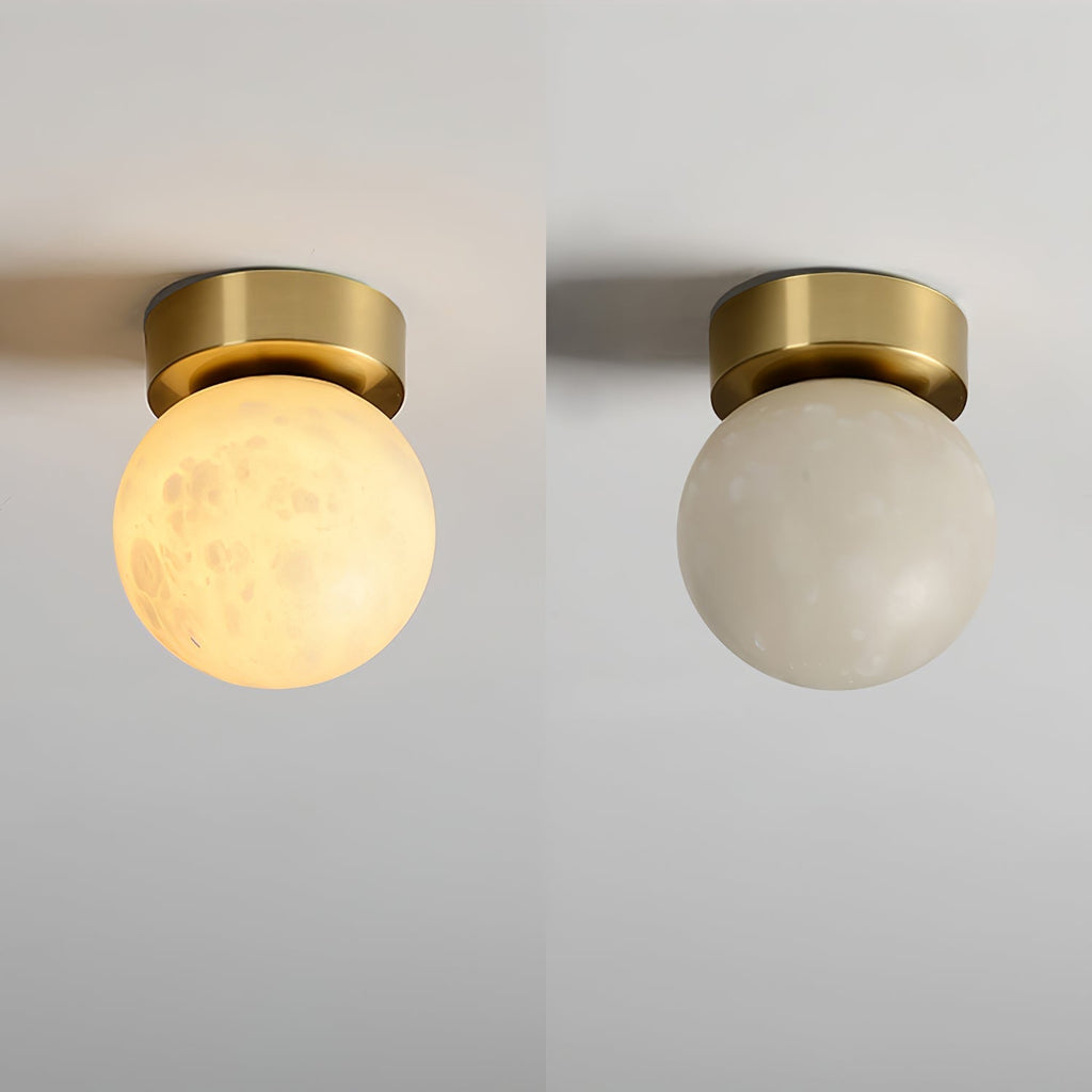 Otheyra  Globe Brass Alabaster  Ceiling Light