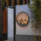 Mountain Wall Lamp Outdoor Circular Silhouette