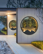 Mountain Wall Lamp Outdoor Circular Silhouette