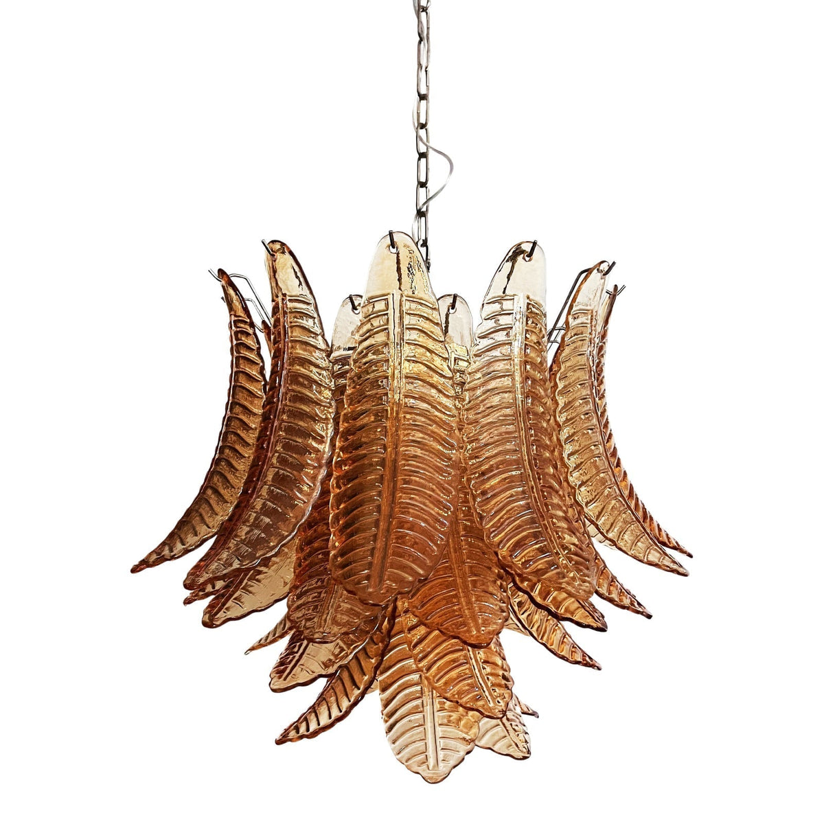 Aurora Chandelier Amber Leaf Glass Layered Venetian Elegance