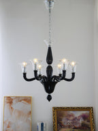 Aurora Chandelier Black Murano Candle Arm Glass Classic
