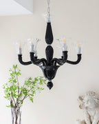 Aurora Chandelier Black Murano Candle Arm Glass Classic