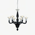 Aurora Chandelier Black Murano Candle Arm Glass Classic