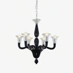 Aurora Chandelier Black Murano Candle Arm Glass Classic