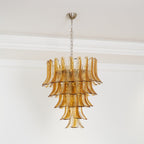 Aurora Chandelier Amber Lily Murano Glass Layered Centerpiece