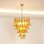Aurora Chandelier Amber Lily Murano Glass Layered Centerpiece