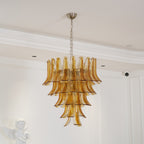 Aurora Chandelier Amber Lily Murano Glass Layered Centerpiece