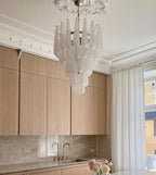 Aurora Chandelier Clear Droplets Murano Glass Waterfall Diamond