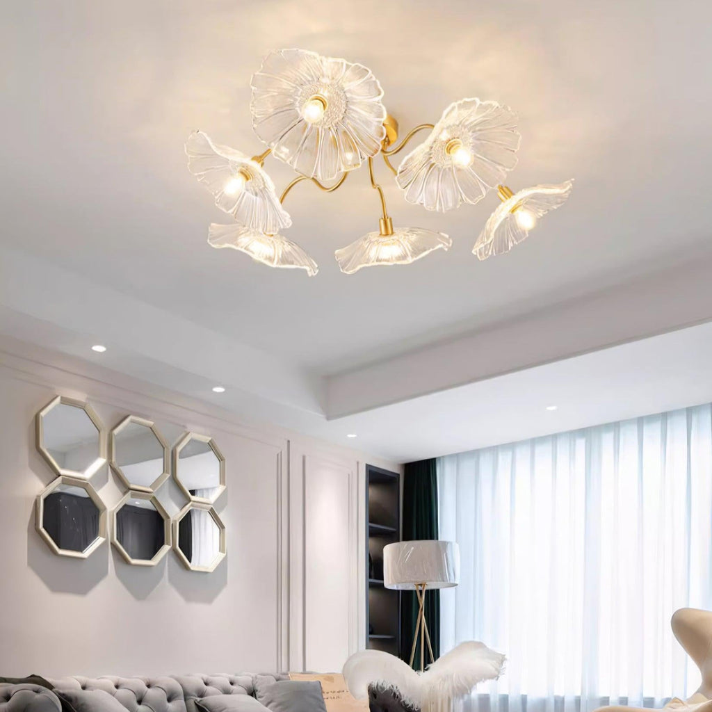 Valentina Glass Flowers Flush Mount Ceiling Light