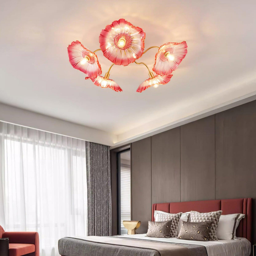 Valentina Glass Flowers Flush Mount Ceiling Light