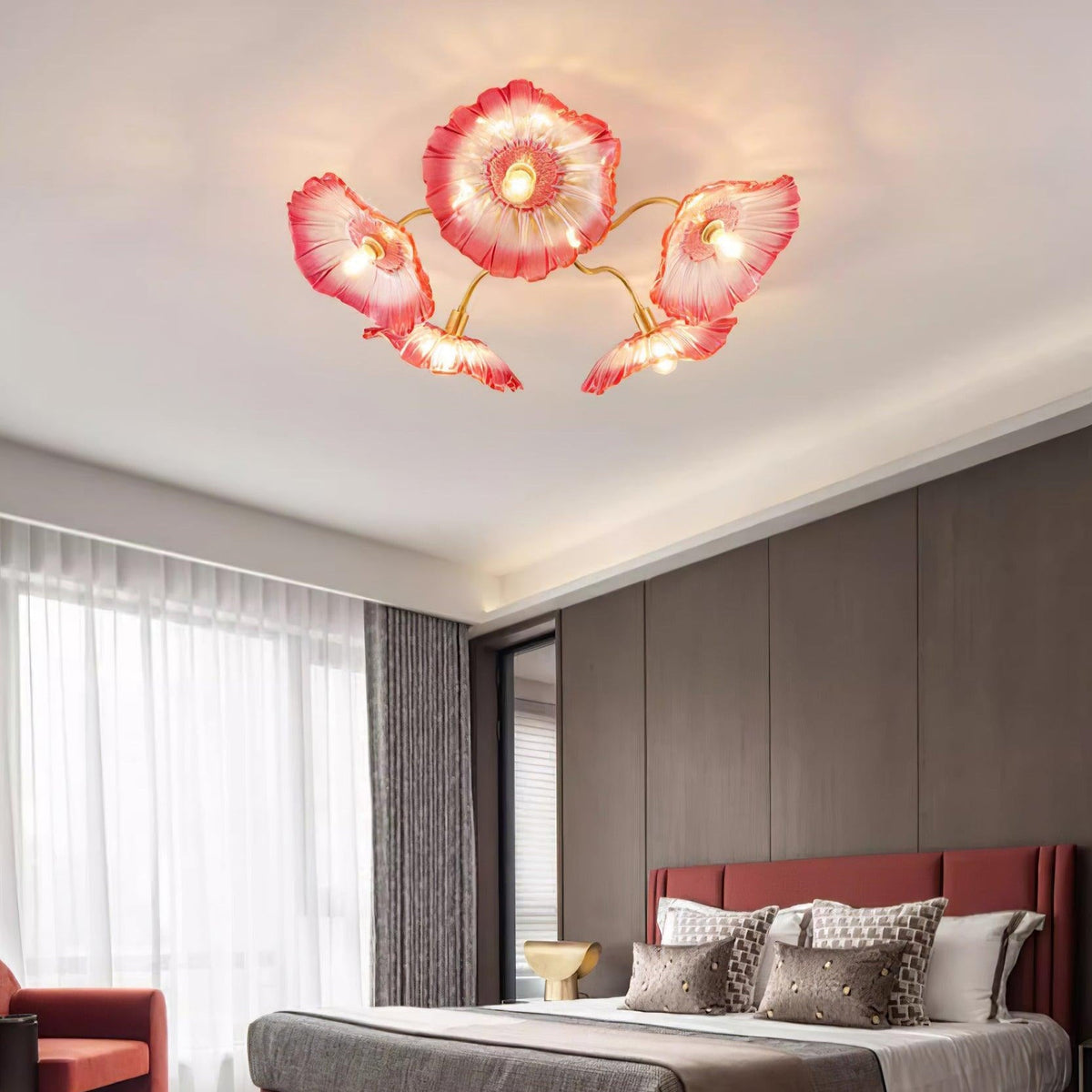 Valentina Glass Flowers Flush Mount Ceiling Light