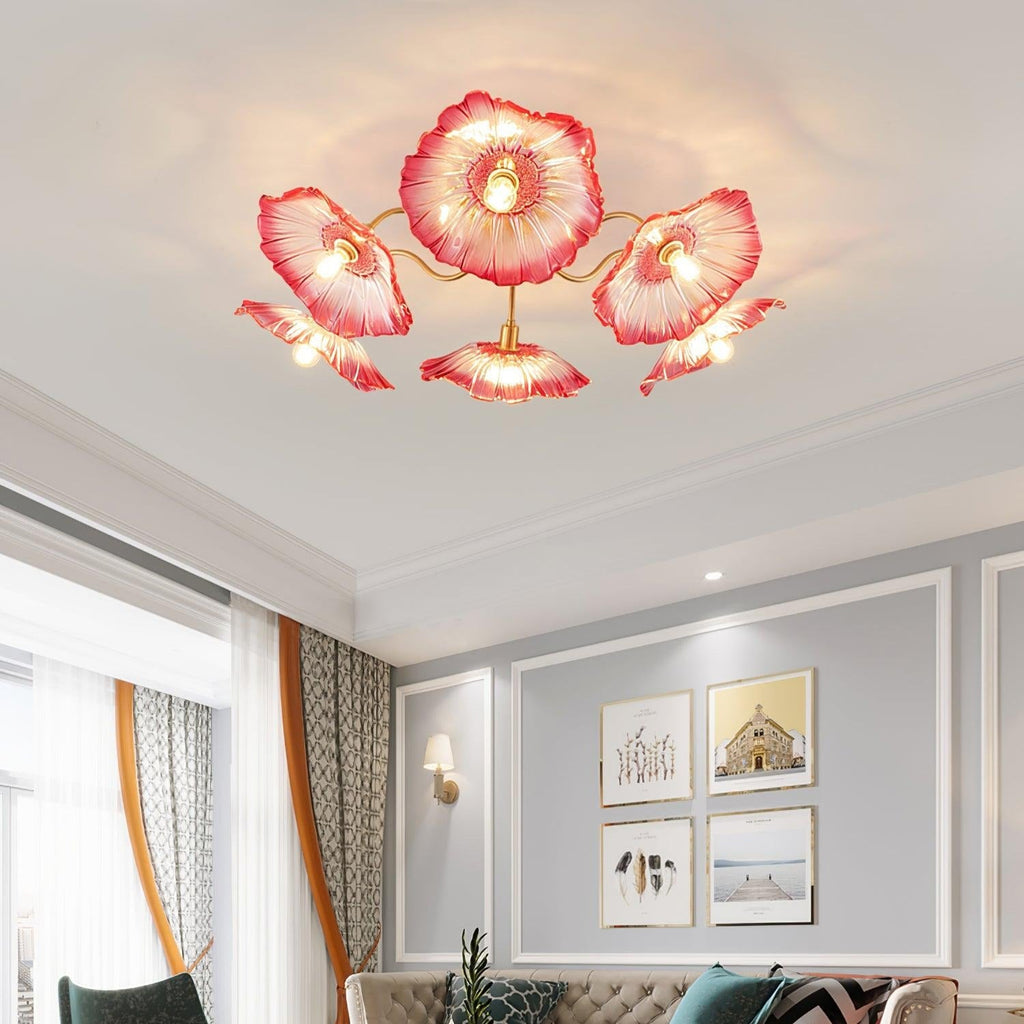 Valentina Glass Flowers Flush Mount Ceiling Light