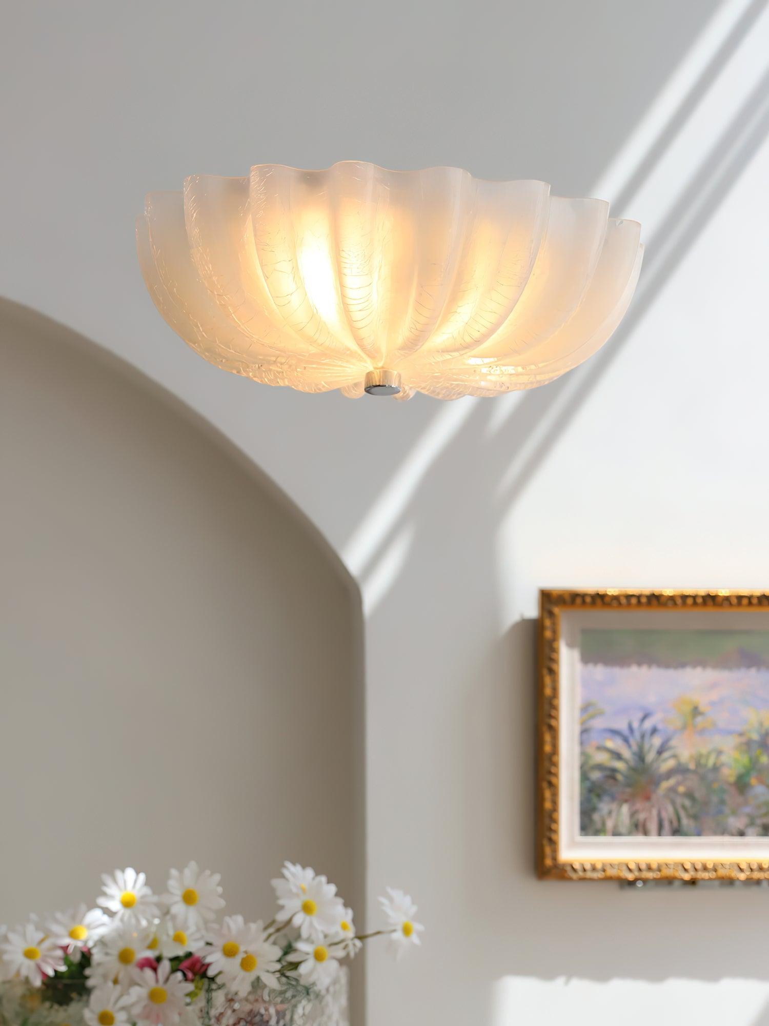 Aurora Ceiling Lamp Murano Blown Glass Shell Inspired