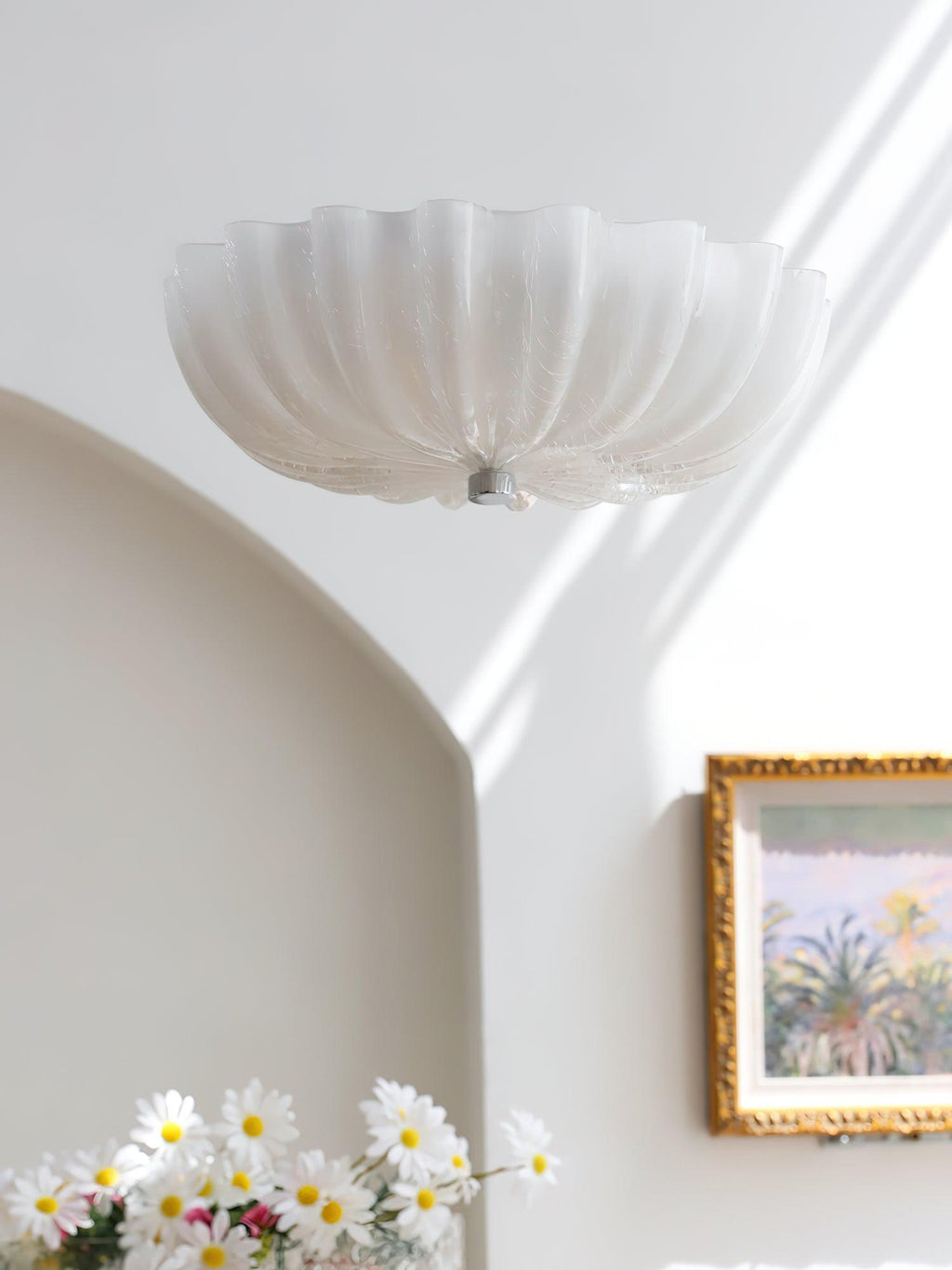 Aurora Ceiling Lamp Murano Blown Glass Shell Inspired