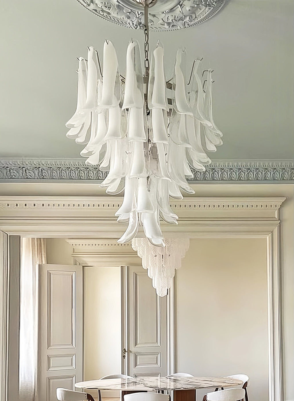 Aurora Chandelier Clear Murano Glass Petal Vintage