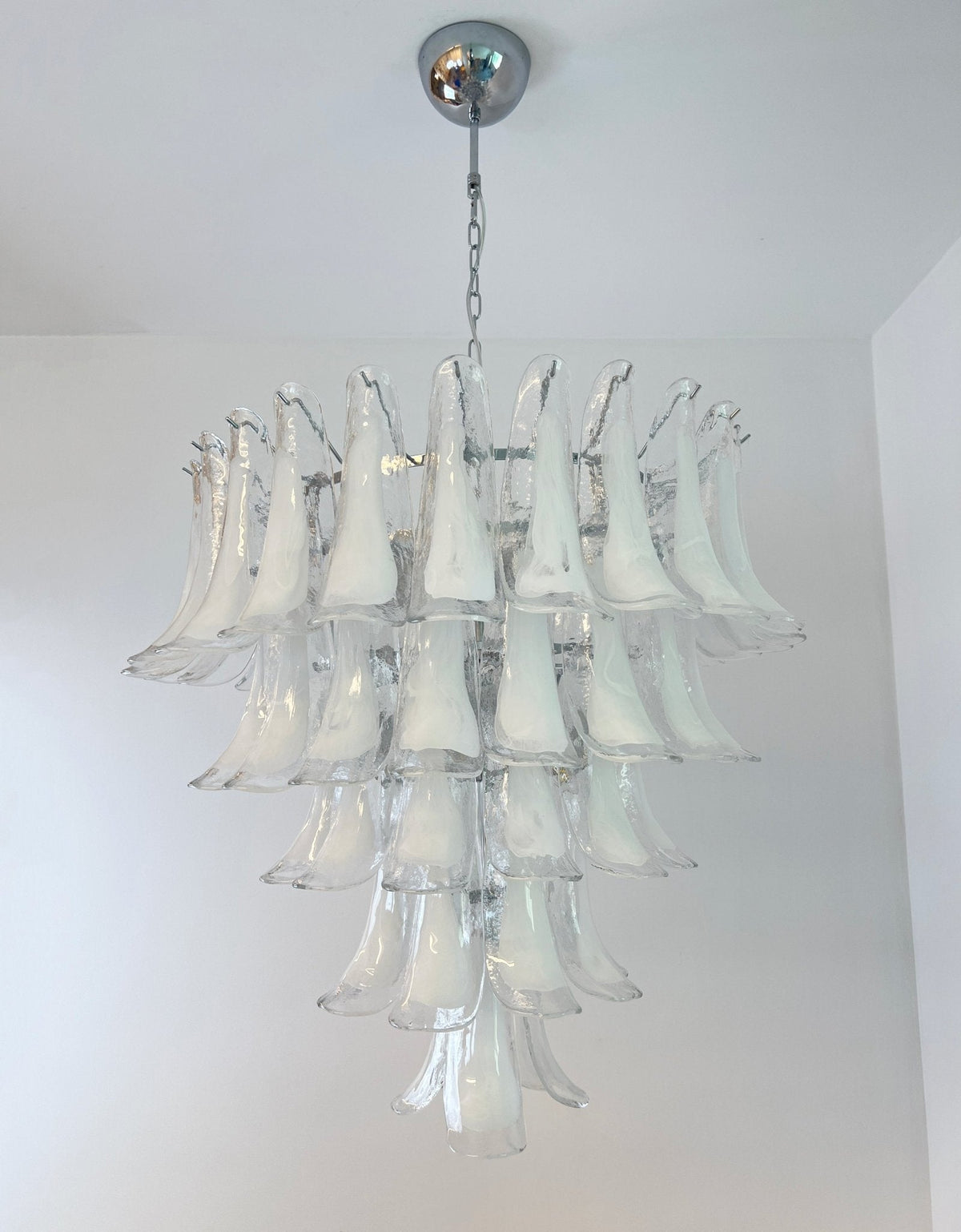 Aurora Chandelier Clear Murano Glass Petal Vintage