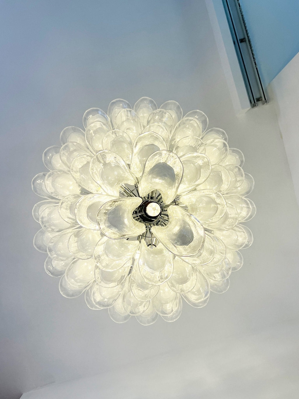 Aurora Chandelier Clear Murano Glass Petal Vintage