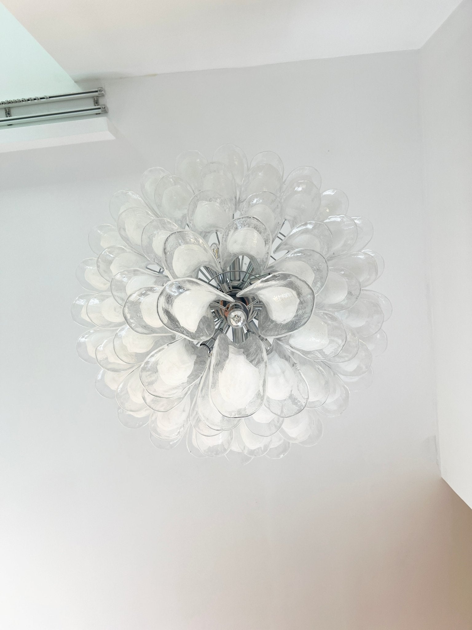 Aurora Chandelier Clear Murano Glass Petal Vintage