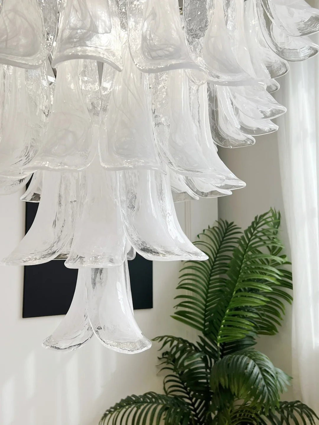 Aurora Chandelier Clear Murano Glass Petal Vintage