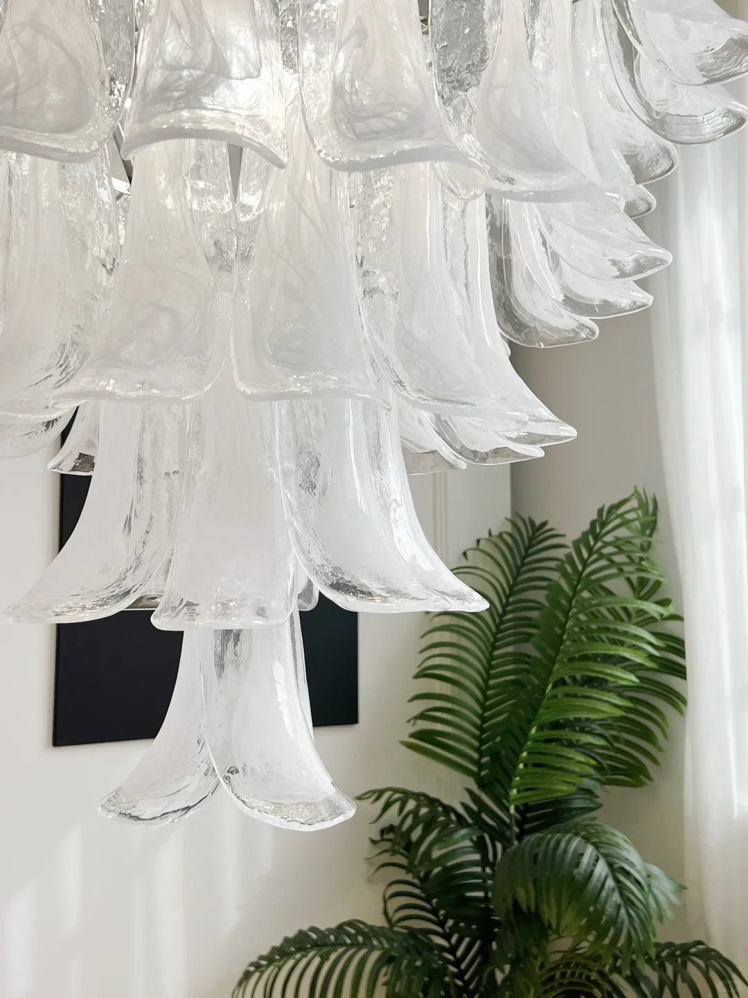 Aurora Chandelier Clear Murano Glass Petal Vintage
