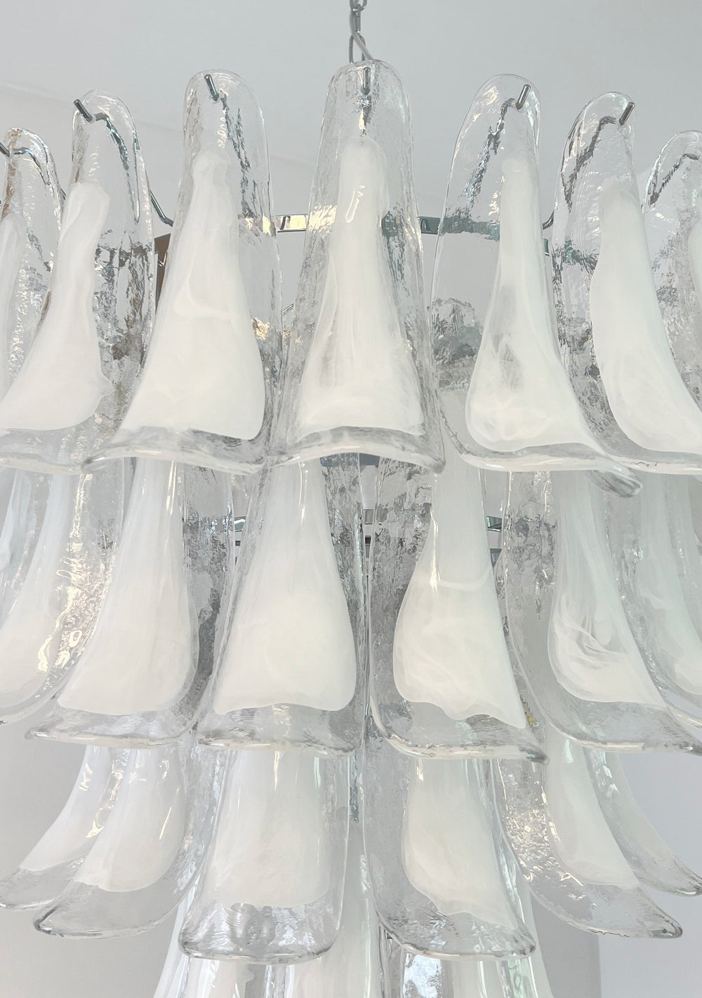 Aurora Chandelier Clear Murano Glass Petal Vintage